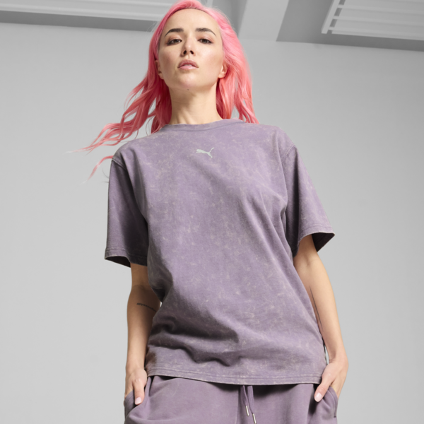 DARE TO Relaxed Washed Tee Women, Pale Plum, swatch-ZAF