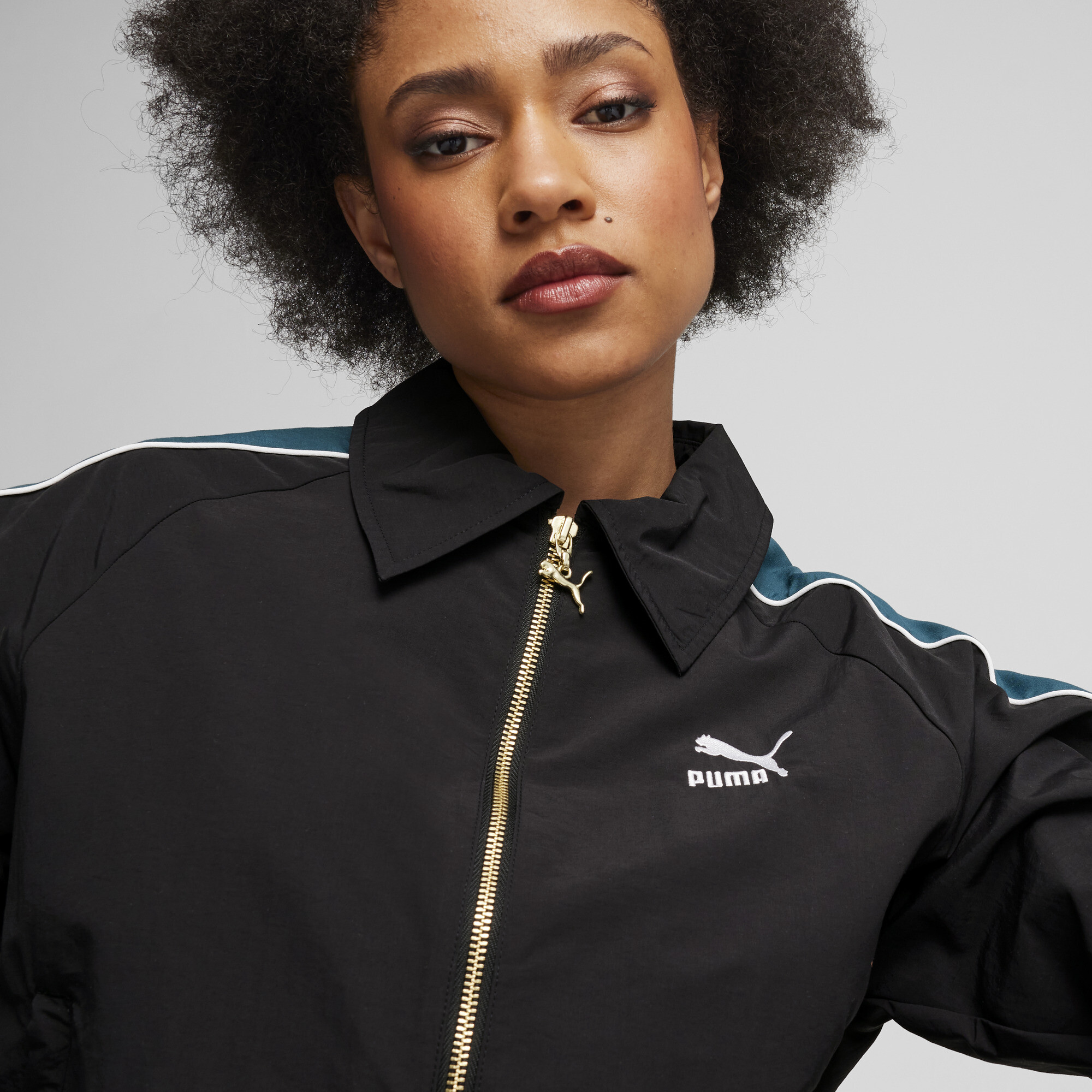 Women's Puma PLAY LOUD T7 Track Jacket, Black, Size L, Clothing