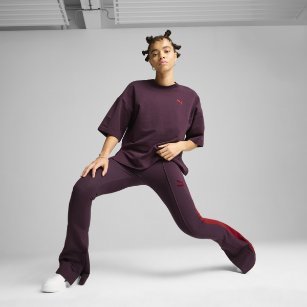 T7 Flared Leggings Women, Midnight Plum, large-ZAF