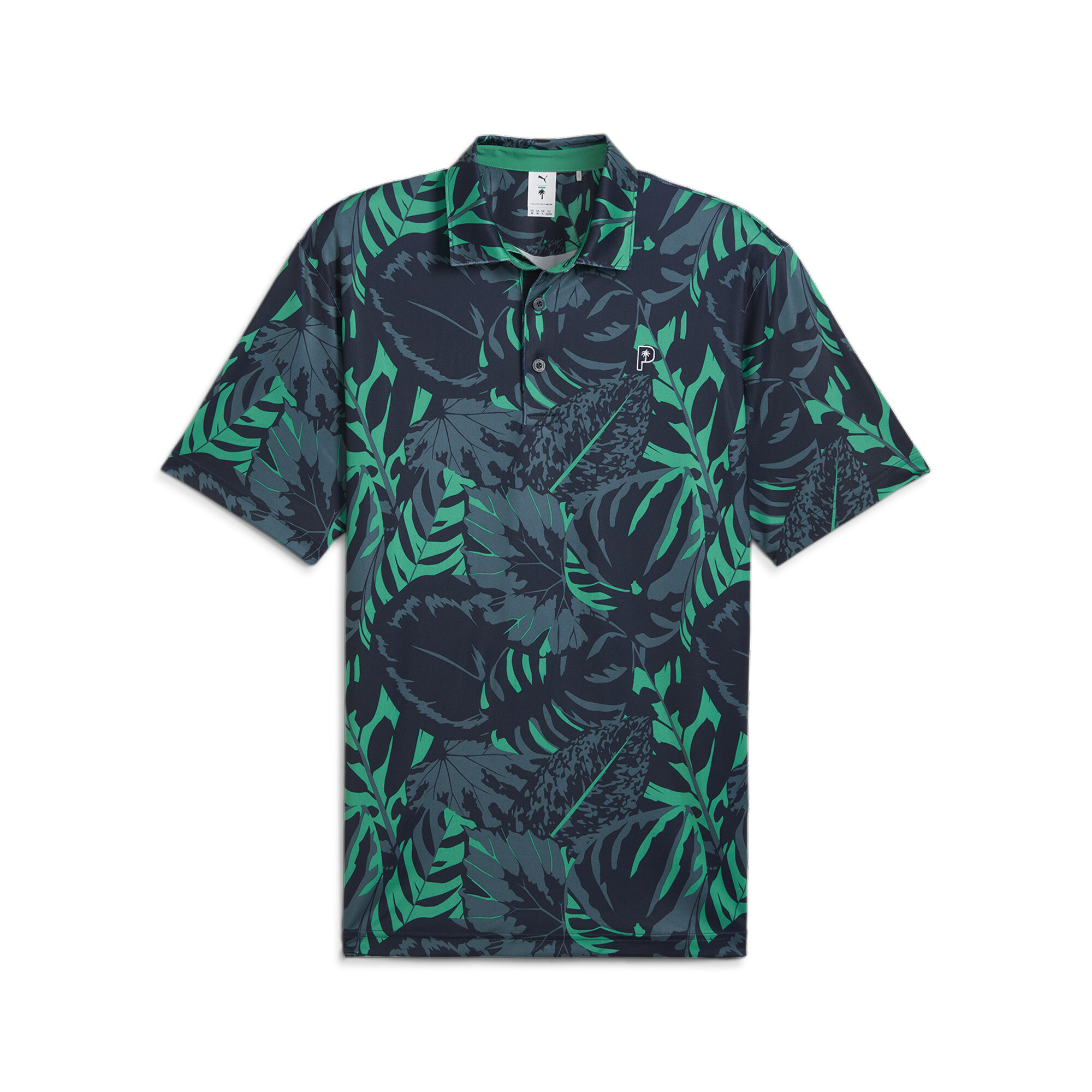 Puma x PALM TREE CREW Palm Glitch Poloshirt Herren | Mit Colorful | Deep Navy/Sparkling Green | Größe: S