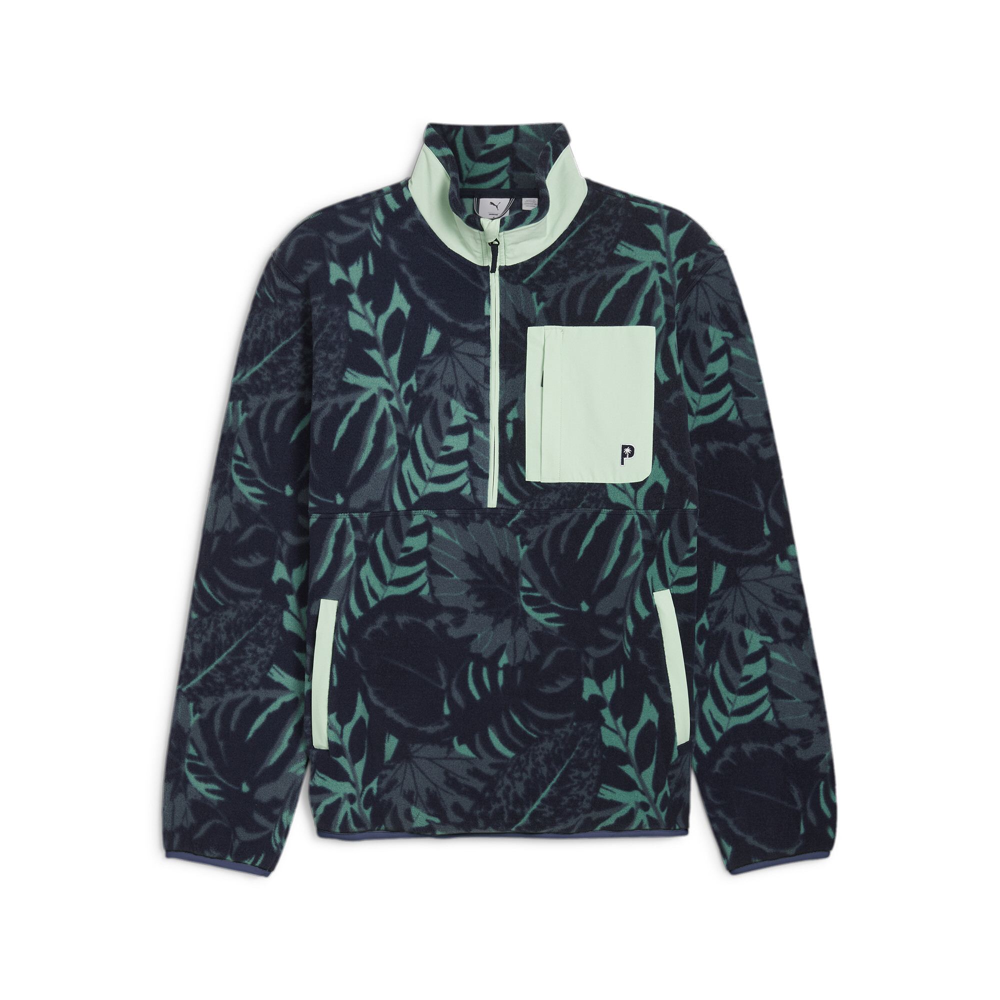 Puma x PALM TREE CREW Palm Fleecetop mit halblangem Reißverschluss Für Herren | Mit Plain | Deep Navy/Sparkling Green | ...