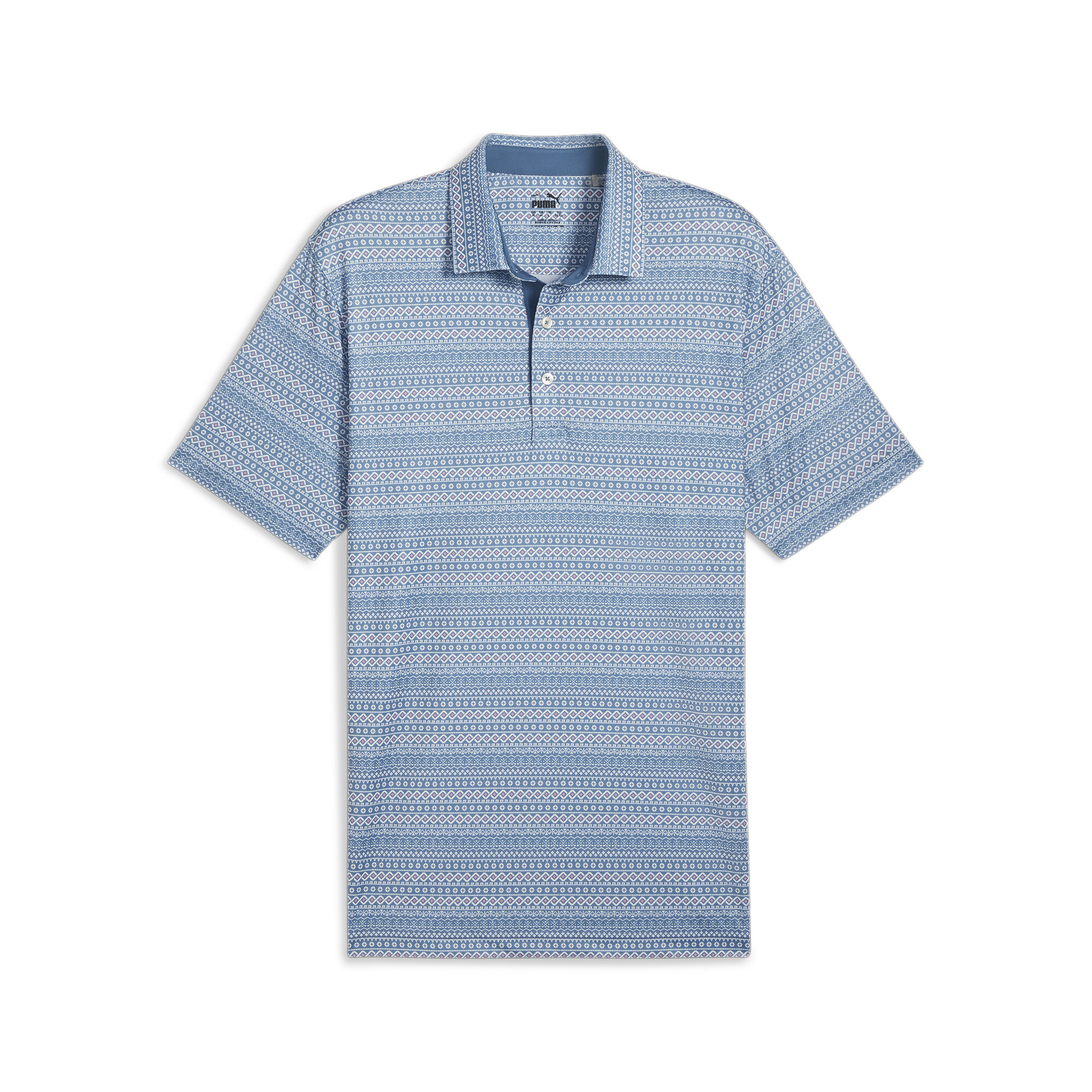 Puma Fair Isle Micro Print Golf-Poloshirt Herren | Mit Plain | Blue Horizon/White Glow | Größe: 4XL