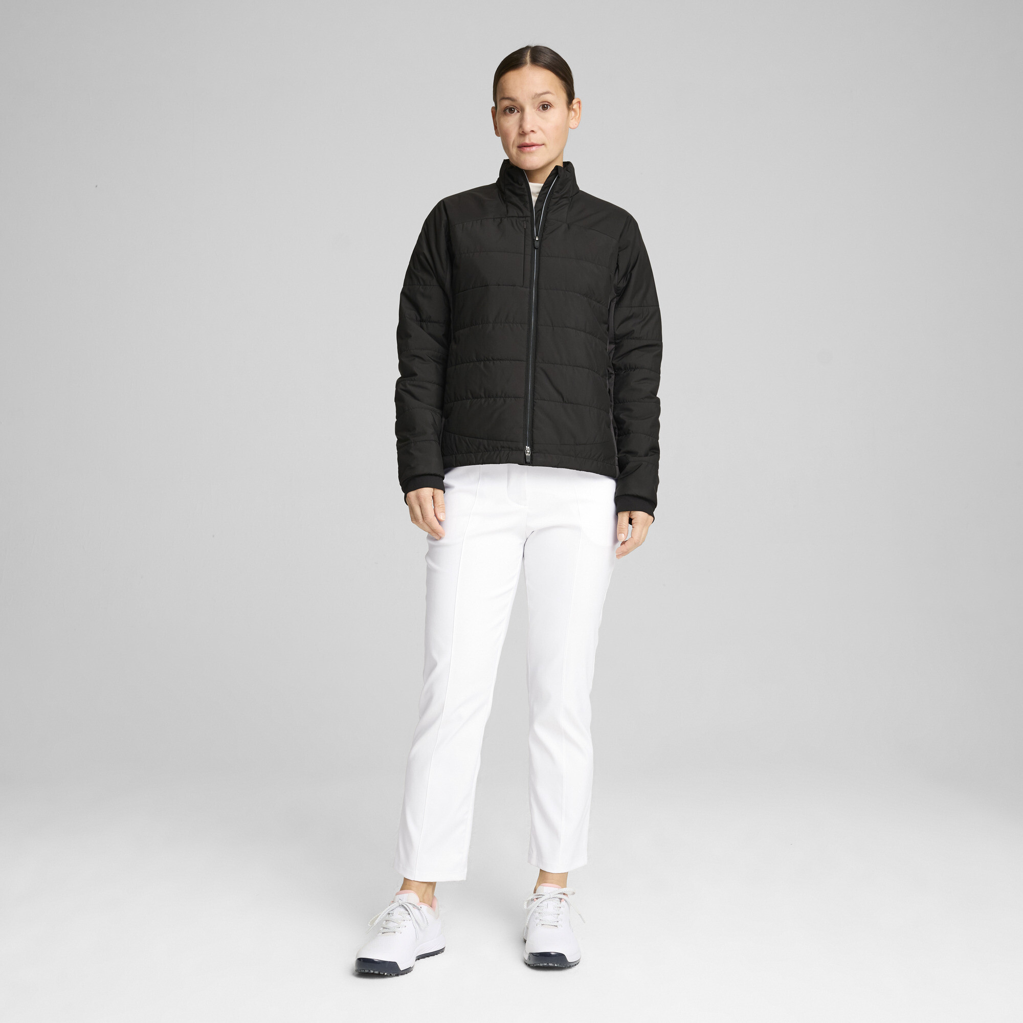 Women's Puma Kyley Quilted Golf Jacket, Black, Size M, Clothing