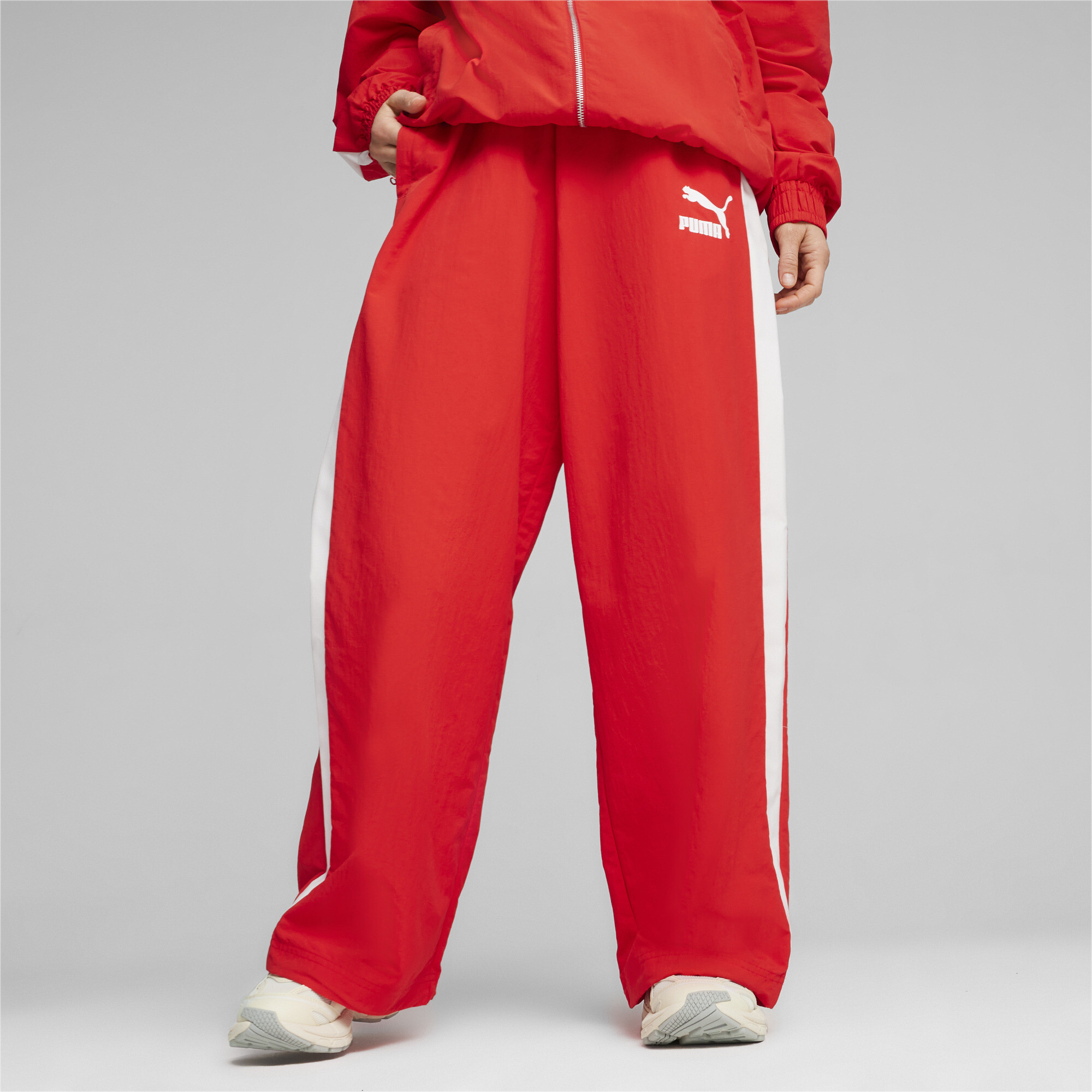 Puma T7's Oversized Track Pants, Red, Size XS, Women