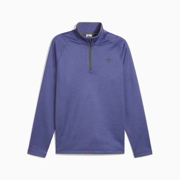 Waffle Fleece Golf Quarter-Zip Men, Blue Crystal, large-ZAF