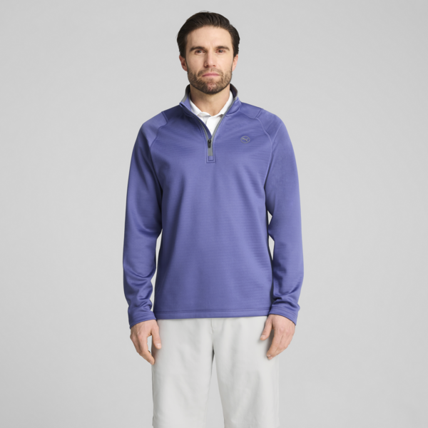 Waffle Fleece Golf Quarter-Zip Men, Blue Crystal, large-ZAF