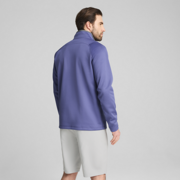 Waffle Fleece Golf Quarter-Zip Men, Blue Crystal, large-ZAF