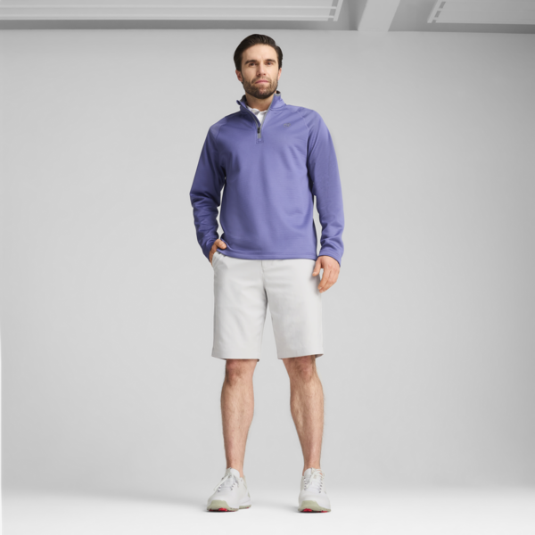 Waffle Fleece Golf Quarter-Zip Men, Blue Crystal, large-ZAF