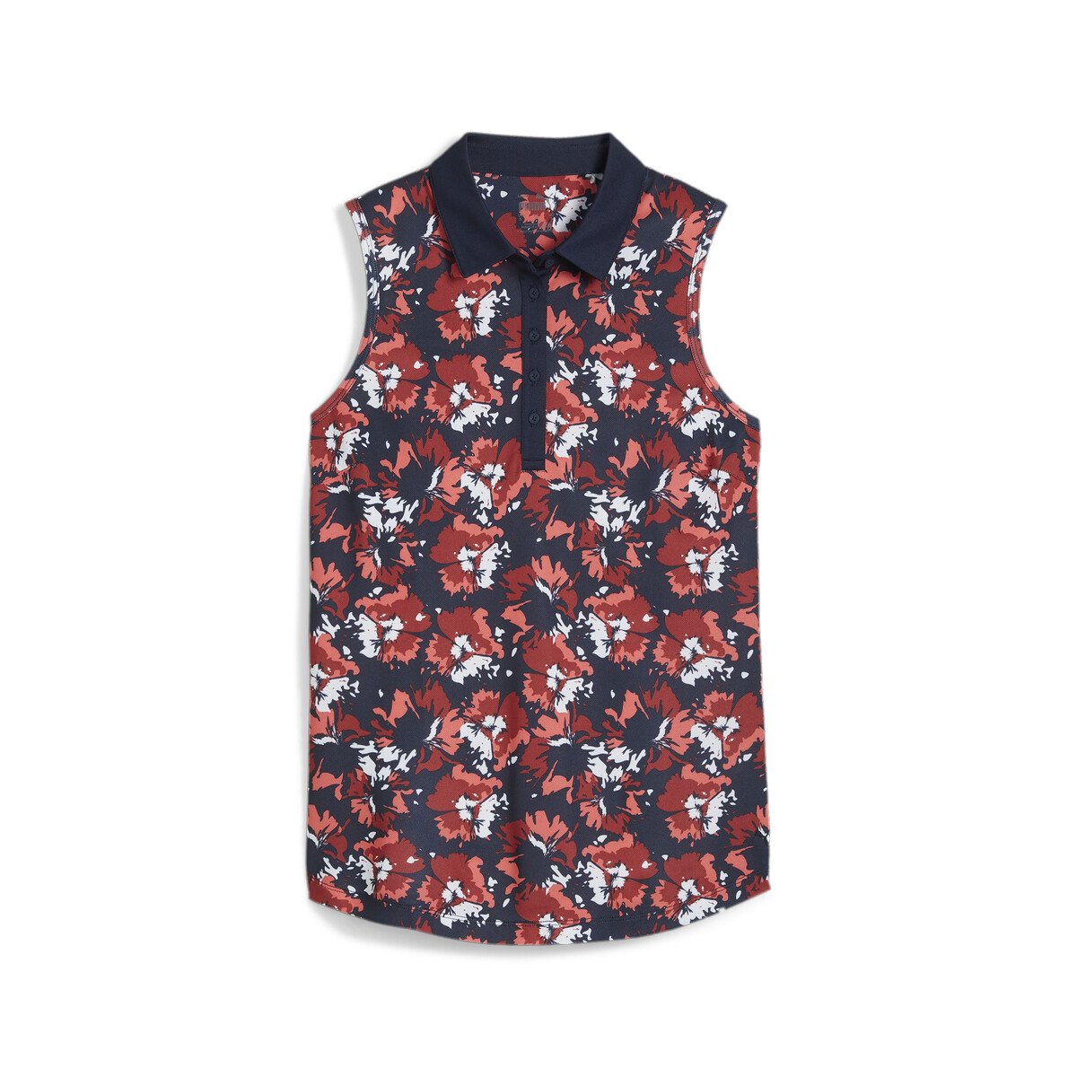 Pique Borrego Sleeveless Golf Polo Women in Deep Navy/Salmon by PUMA, Medium