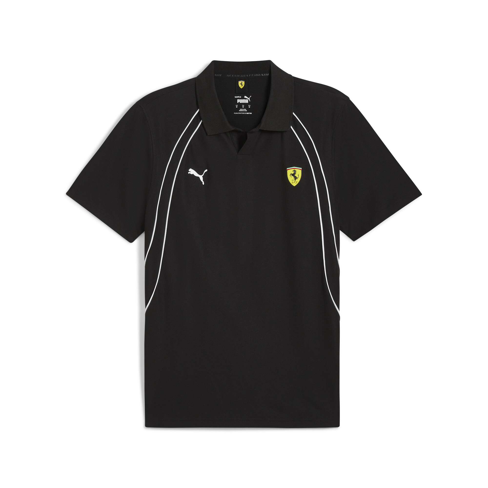 Men's PUMA Scuderia Ferrari Race Polo Men In Black, Size Large, Cotton