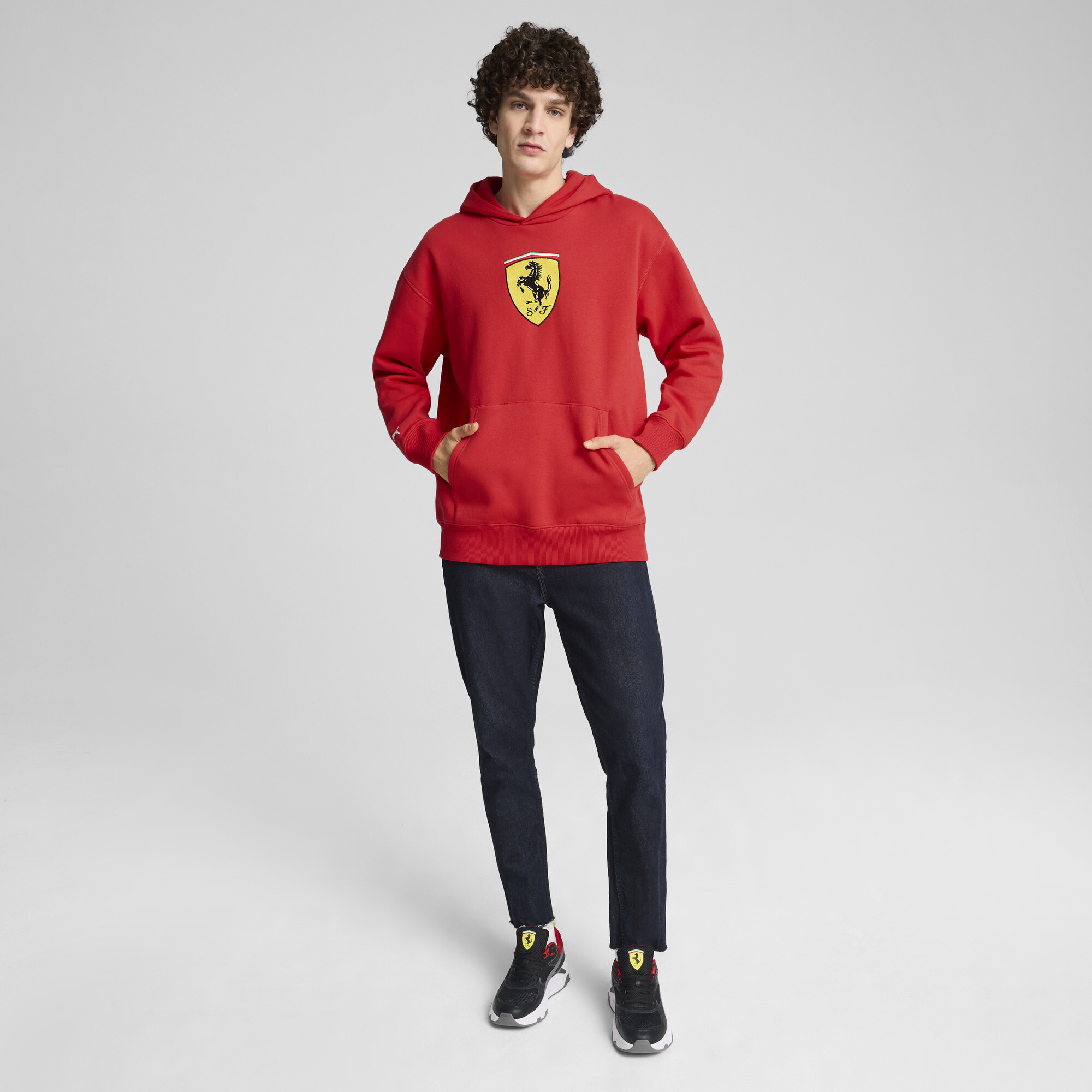 Men's Puma Scuderia Ferrari Race Big Shield Hoodie, Red, Size XS, Sports