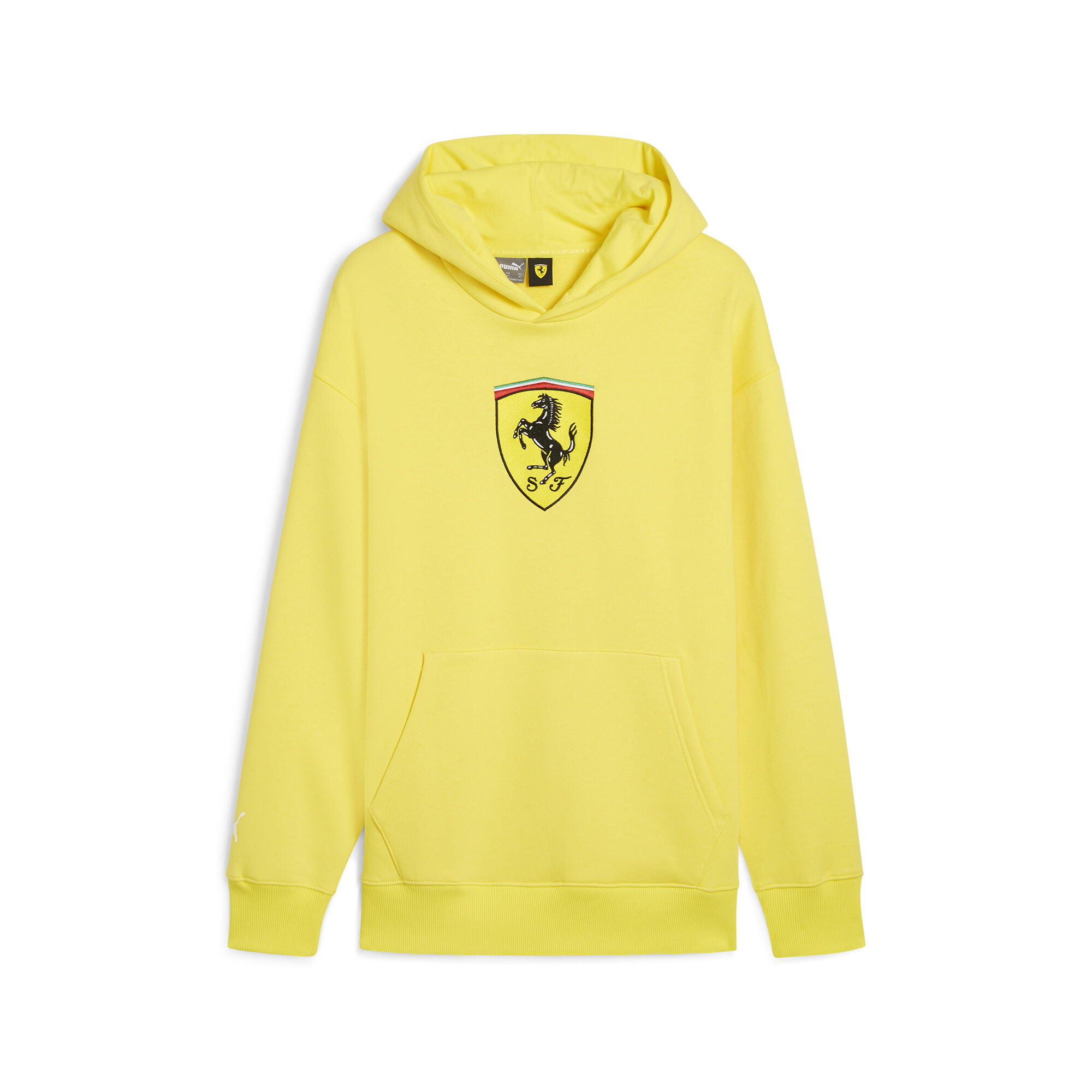 Men's Puma Scuderia Ferrari Race Big Shield Hoodie, Yellow, Size L, Sports