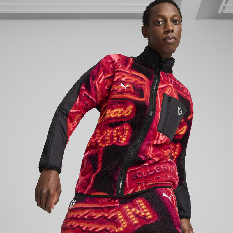 Men's PUMA Scuderia Ferrari Race Neon Energy Fleece Relaxed Fit Motorsport Jacket
