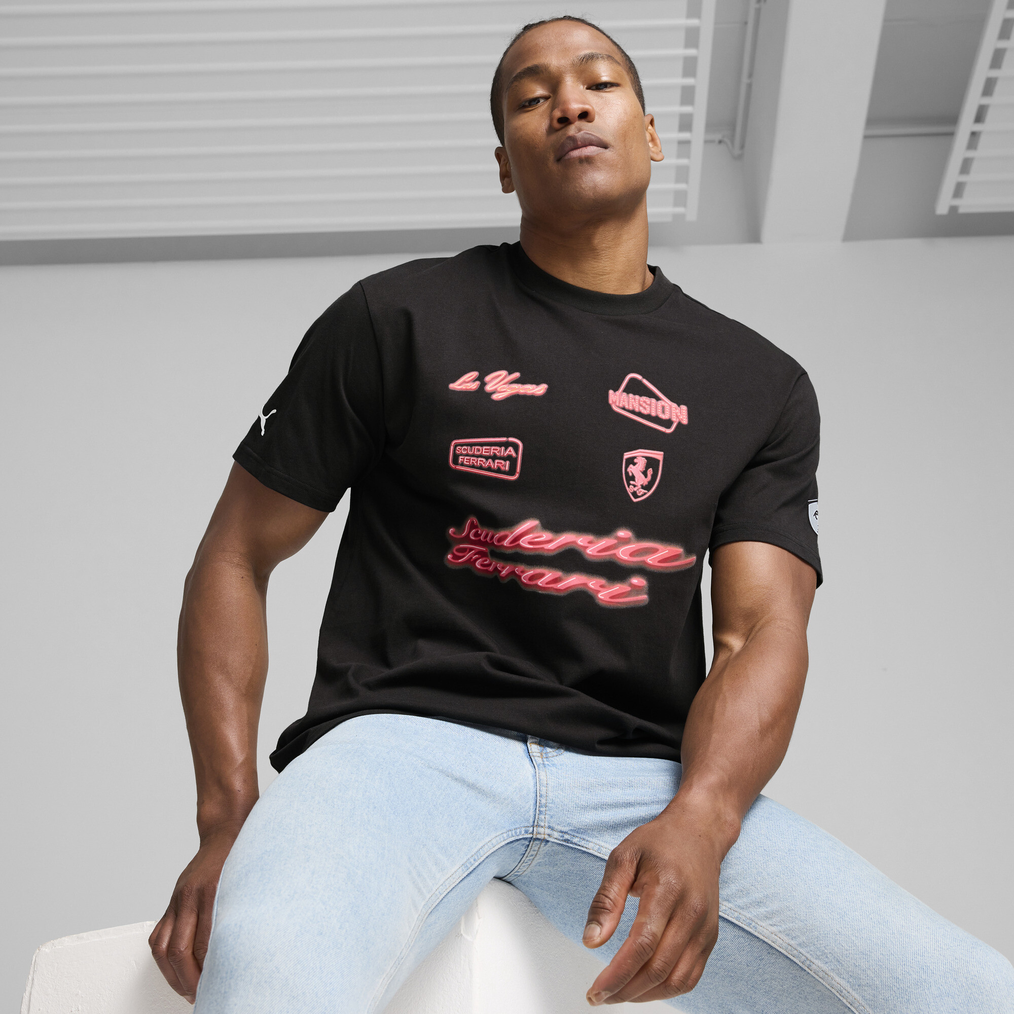 Puma Scuderia Ferrari Race Neon Energy Archive T-Shirt Herren | Mit Plain | Black | Größe: M