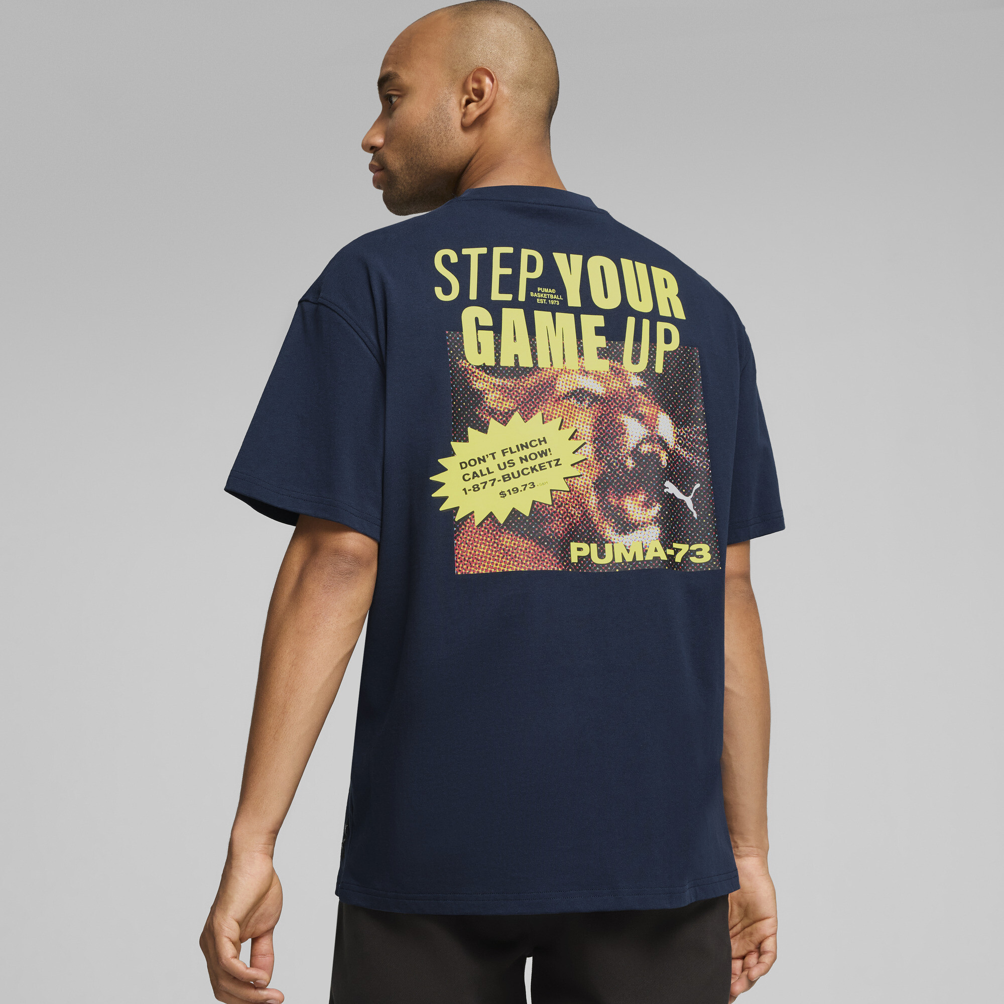 Men's Puma Step Up Your Game Basketball T-Shirt, Blue, Size 3XL, Clothing