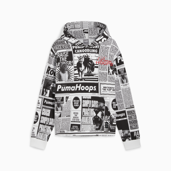 Buzo de basketball con capucha Media Day para hombre, PUMA Black-PUMA White, large-ARG