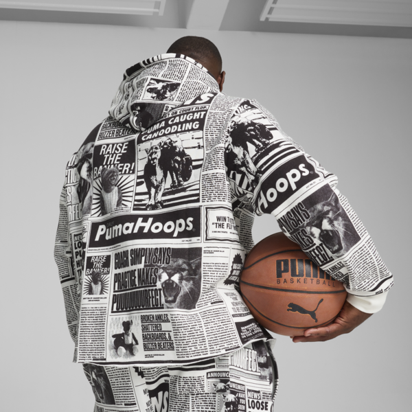 Buzo de basketball con capucha Media Day para hombre, PUMA Black-PUMA White, large-ARG