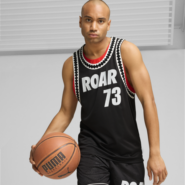 Musculosa de basketball Media Day para hombre, PUMA Black-For All Time Red, large-ARG