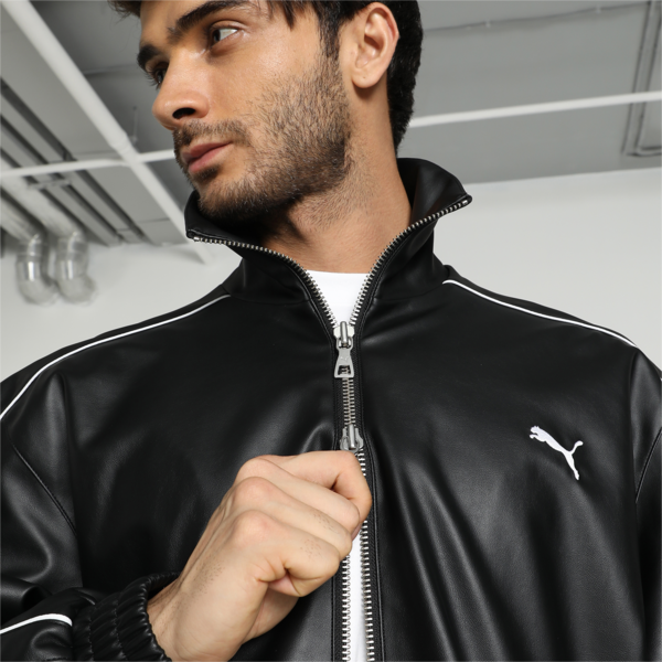 T7 Pleather Track Jacket, PUMA Black, large-MEX