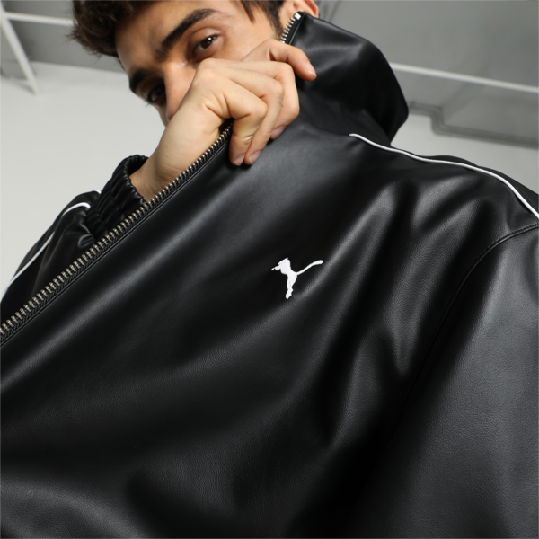 T7 Pleather Track Jacket, PUMA Black, large-MEX