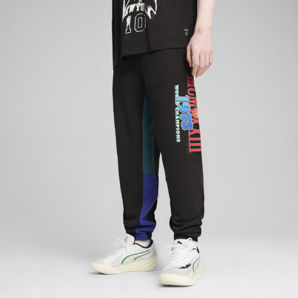 Pantalones de basketball Bandwagon para hombre, PUMA Black-Lapis Lazuli, large-ARG