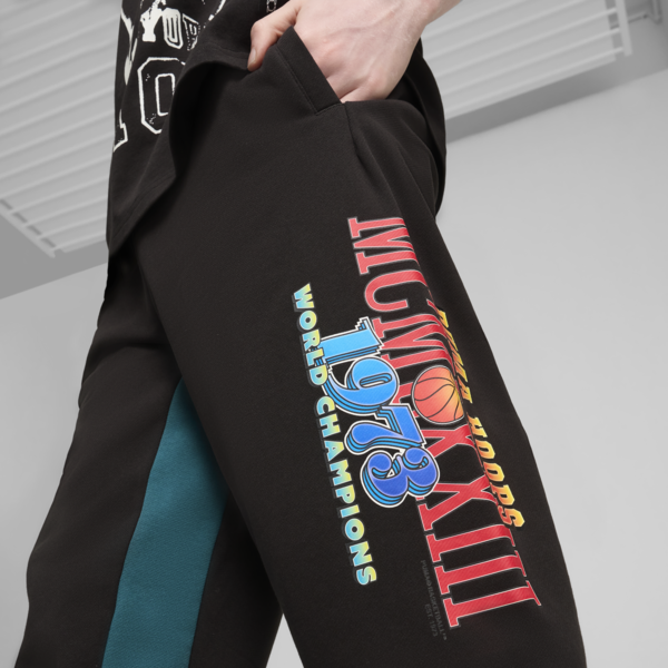 Pantalones de basketball Bandwagon para hombre, PUMA Black-Lapis Lazuli, large-ARG