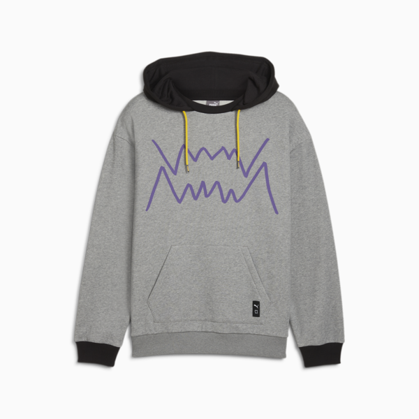 Buzo de basketball con capucha Jaws Core 2.0 para hombre, Medium Gray Heather-PUMA Black, large-ARG