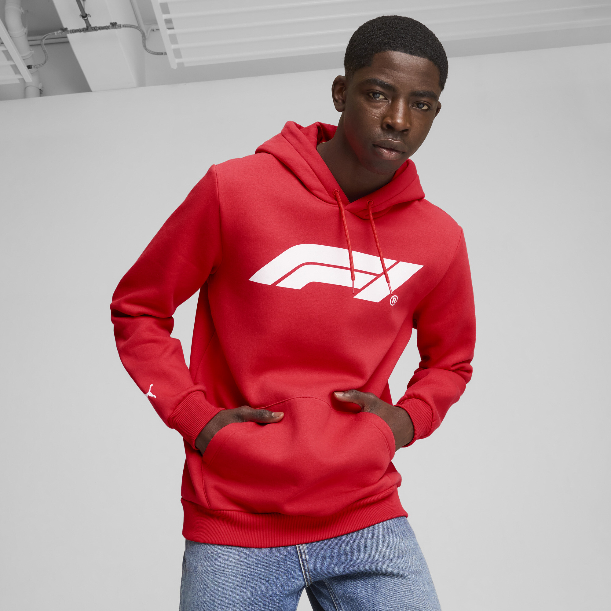 Men's Puma F1® ESS Logo Fleece Hoodie, Red, Size M, Clothing