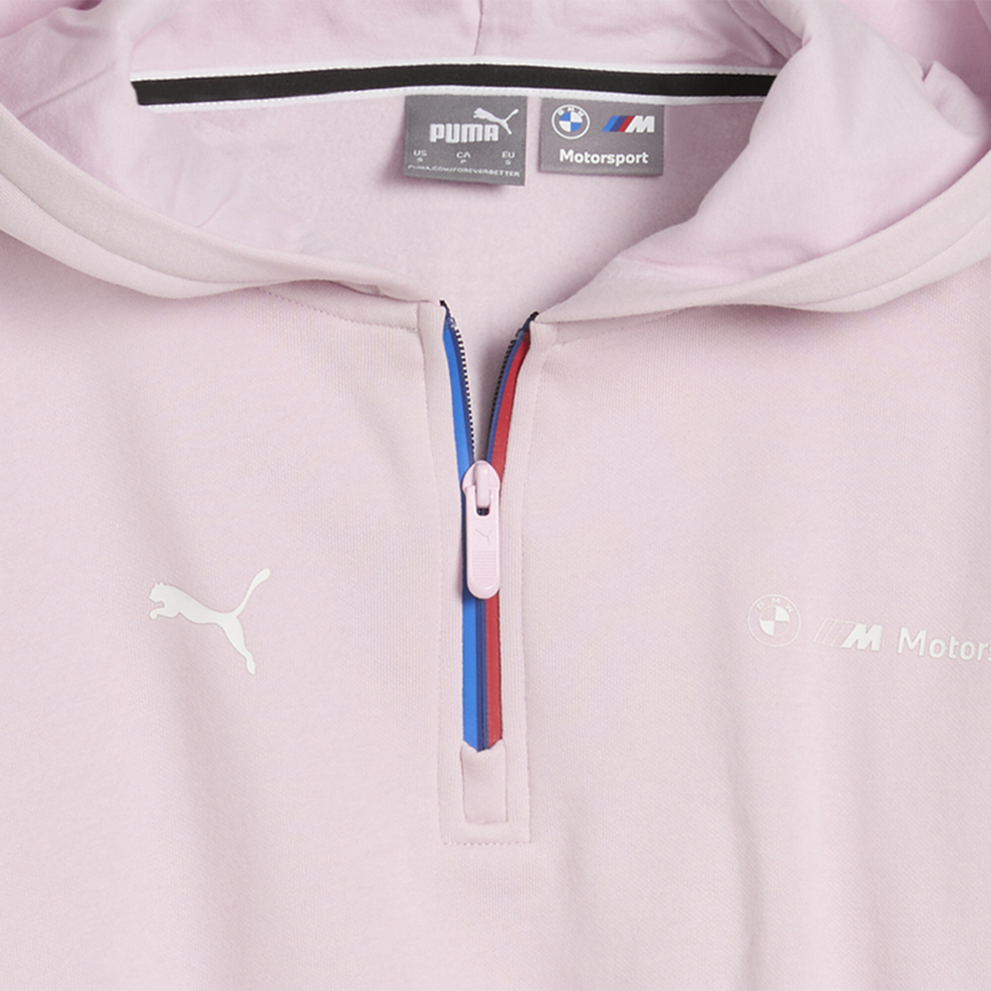 BMW M Motorsport ESS+ hoodie met halve rits voor Dames, Roze, Maat XS | PUMA