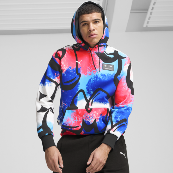 BMW M Motorsport Neon Energy Hoodie Men, PUMA White-AOP, large-ZAF