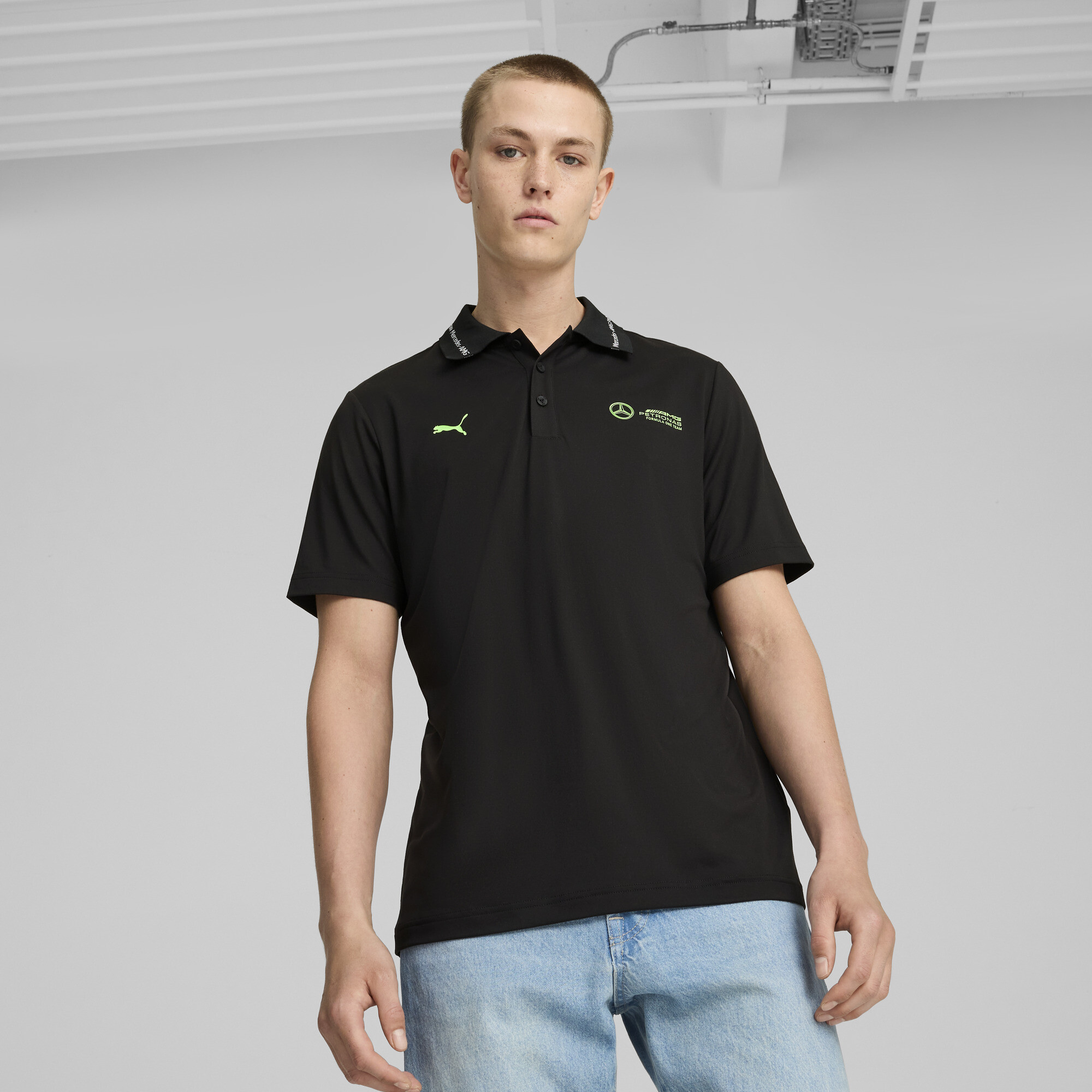 Puma Mercedes-AMG Petronas F1® Cloudspun Poloshirt Herren | Mit Plain | Black | Größe: XL