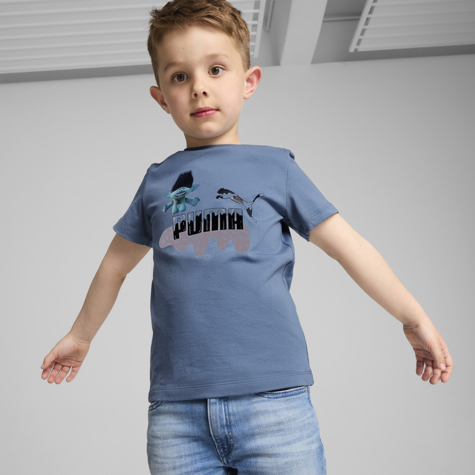 Puma x TROLLS T-Shirt Kinder | Mit Print | Blue Horizon | Größe: 5-6Y