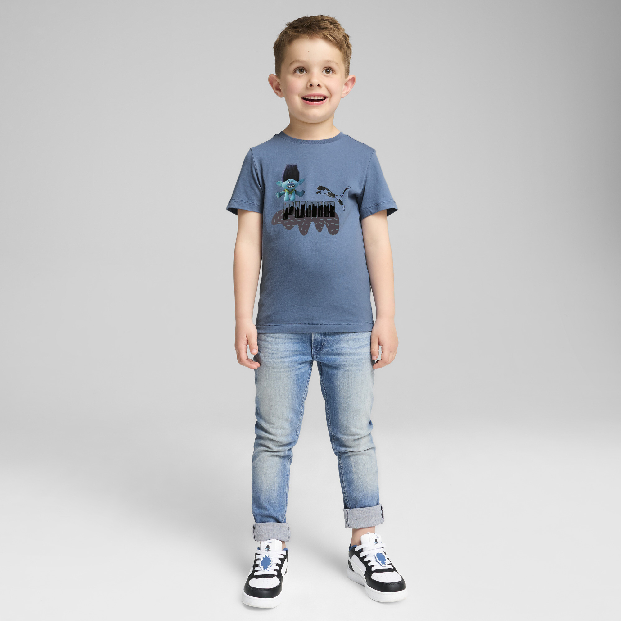 PUMA x TROLLS T-shirt voor Heren, Blauw, Maat 2-3Y