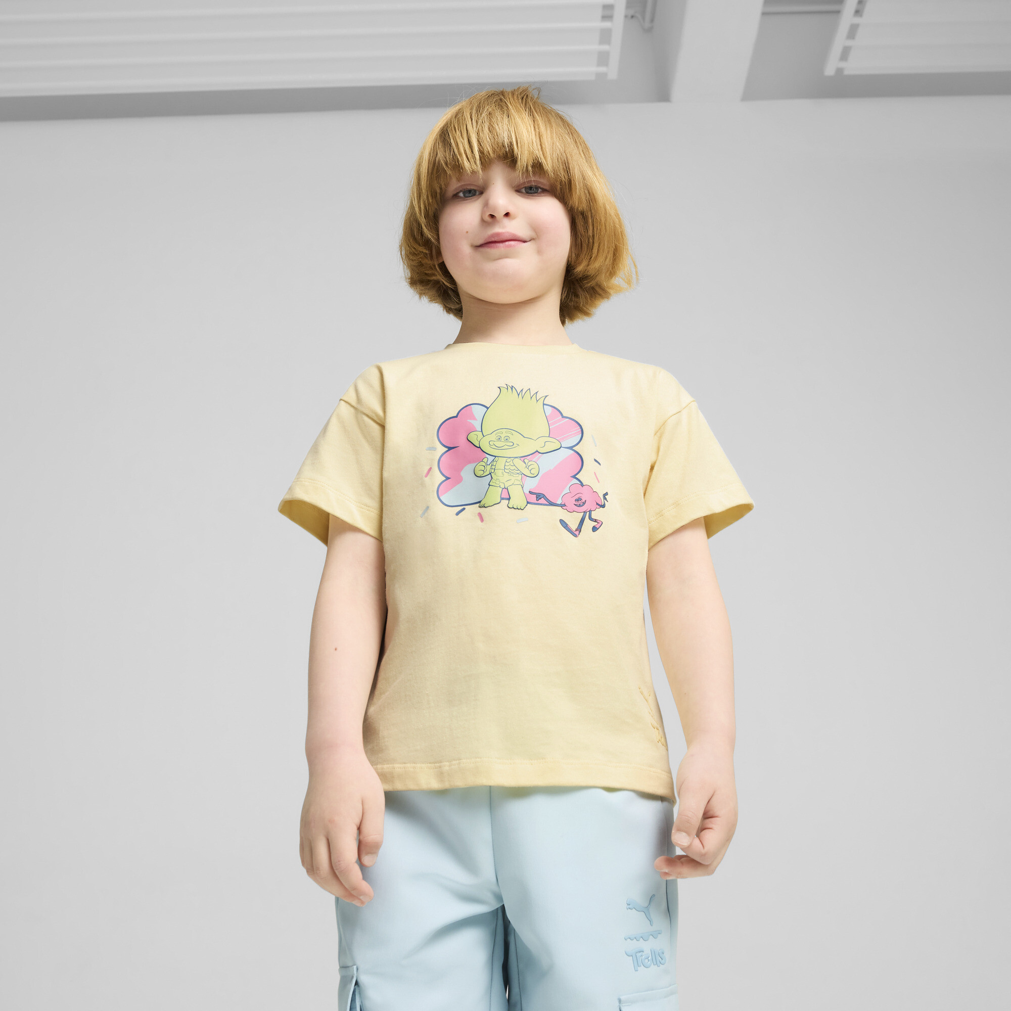 Puma x TROLLS Graphic T-Shirt Kinder | Mit Print | Creamy Vanilla | Größe: 5-6Y