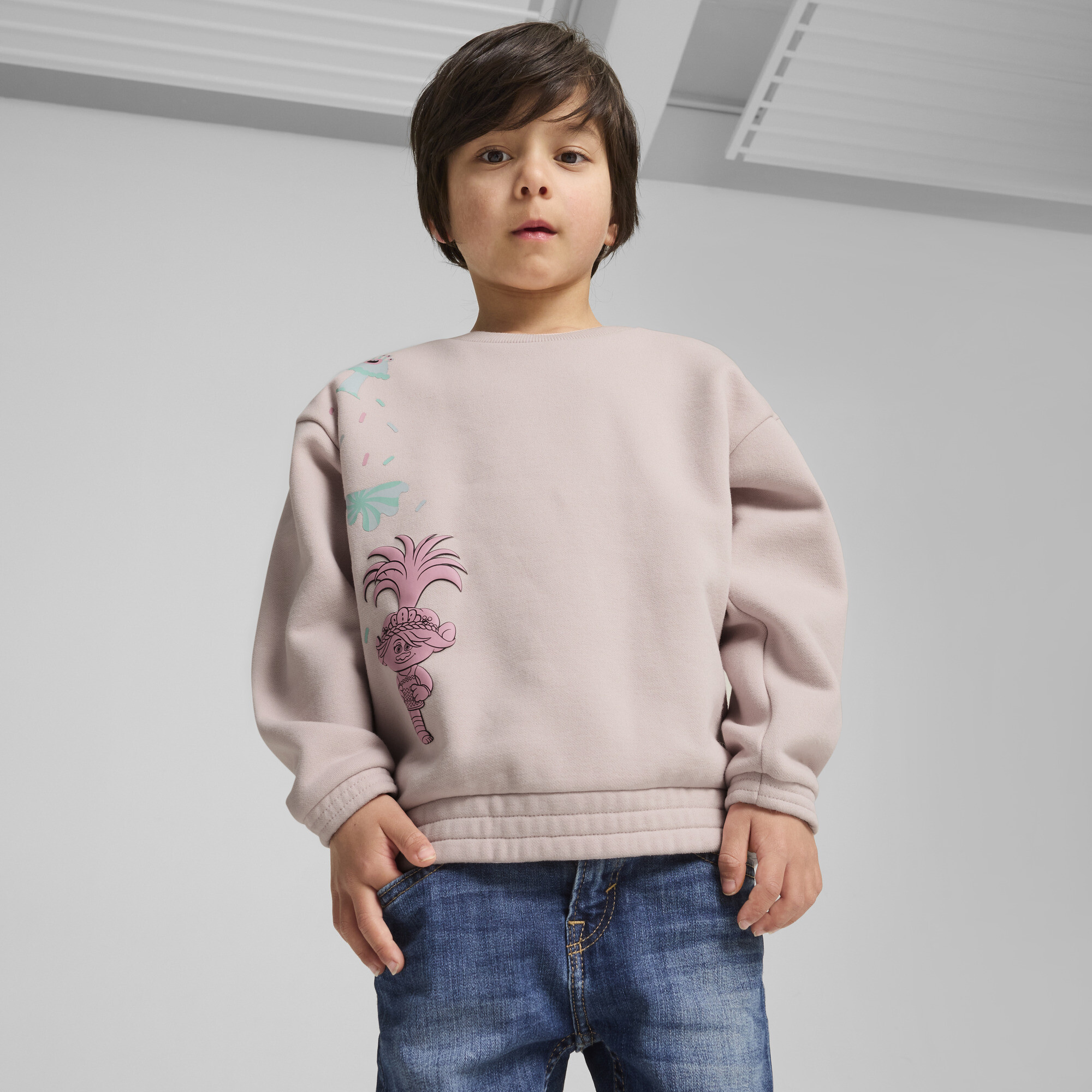 Puma x TROLLS Graphic Sweatshirt Kinder | Mit Print | Mauve Mist | Größe: 7-8Y