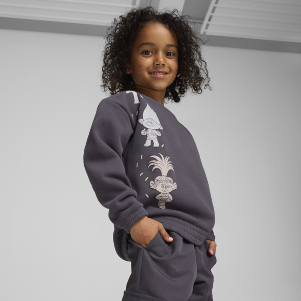 PUMA x TROLLS Graphic Crew Sweat Kids, Galactic Gray, large-ZAF