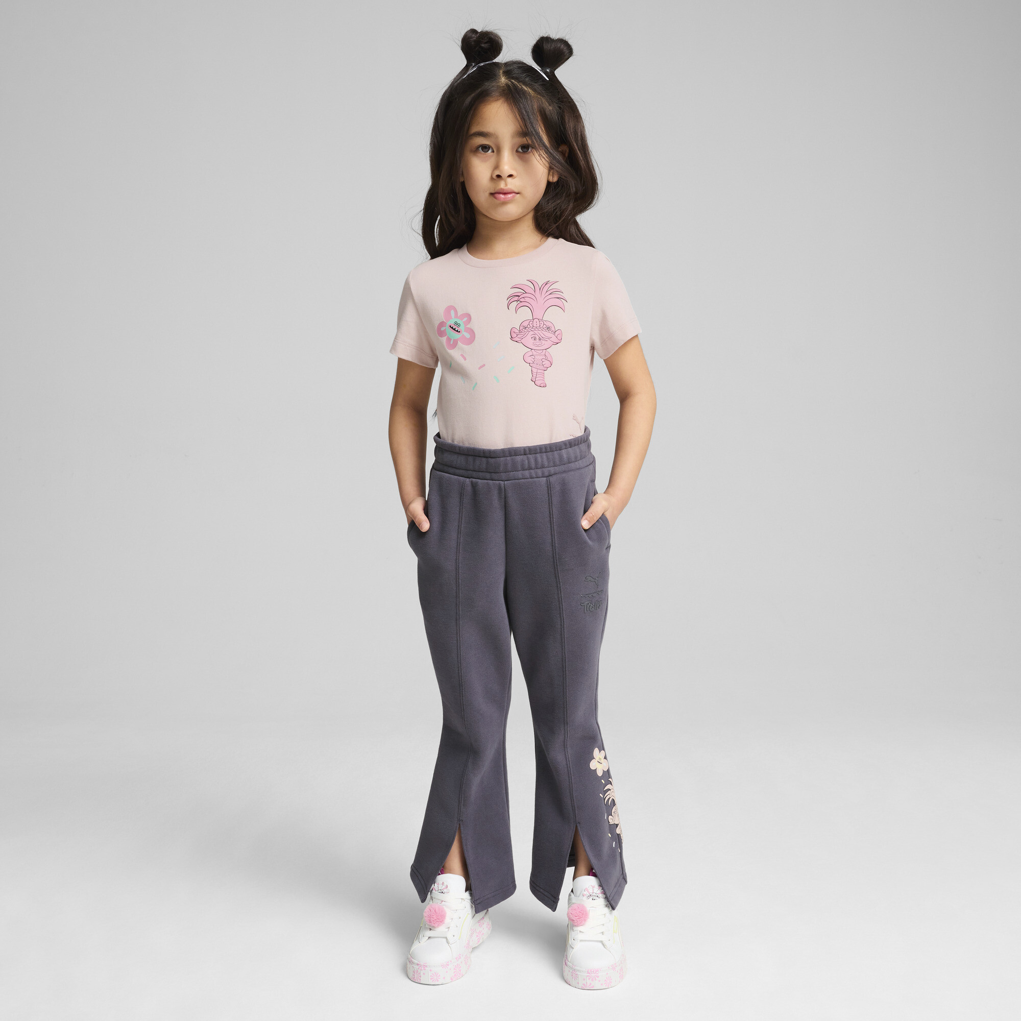 Puma X TROLLS Flared Pants Kids, Gray, Size 1-2Y, Clothing