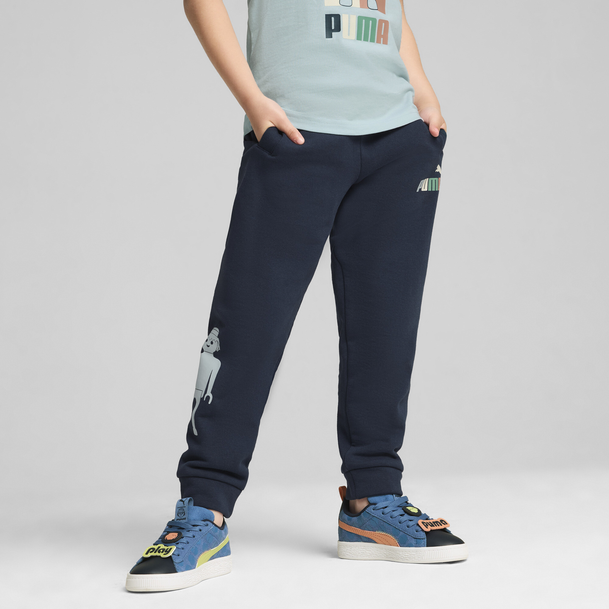 Puma X PLAYMOBIL® Sweatpants Kids, Blue, Size 7-8Y, Clothing