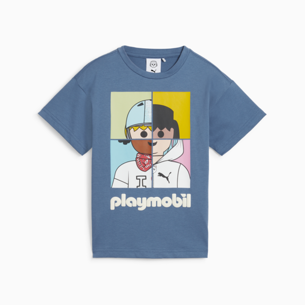 PUMA x PLAYMOBIL Graphic Tee Kids, Blue Horizon, large-MEX