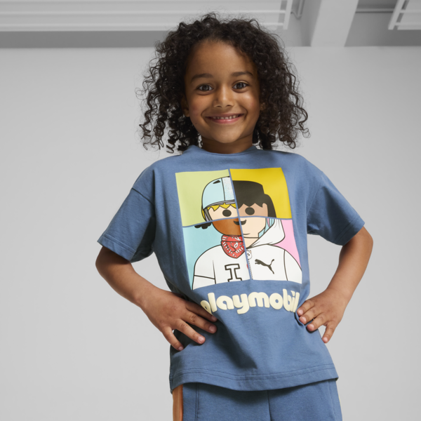 PUMA x PLAYMOBIL Graphic Tee Kids, Blue Horizon, large-MEX