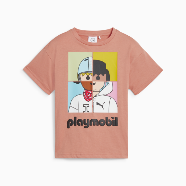 PUMA x PLAYMOBIL® Graphic Tee Kids, Deeva Peach, large-MEX