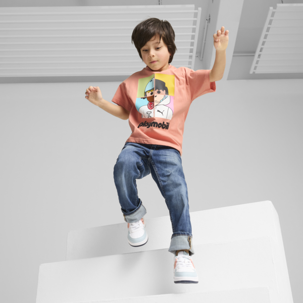 PUMA x PLAYMOBIL® Graphic Tee Kids, Deeva Peach, large-MEX