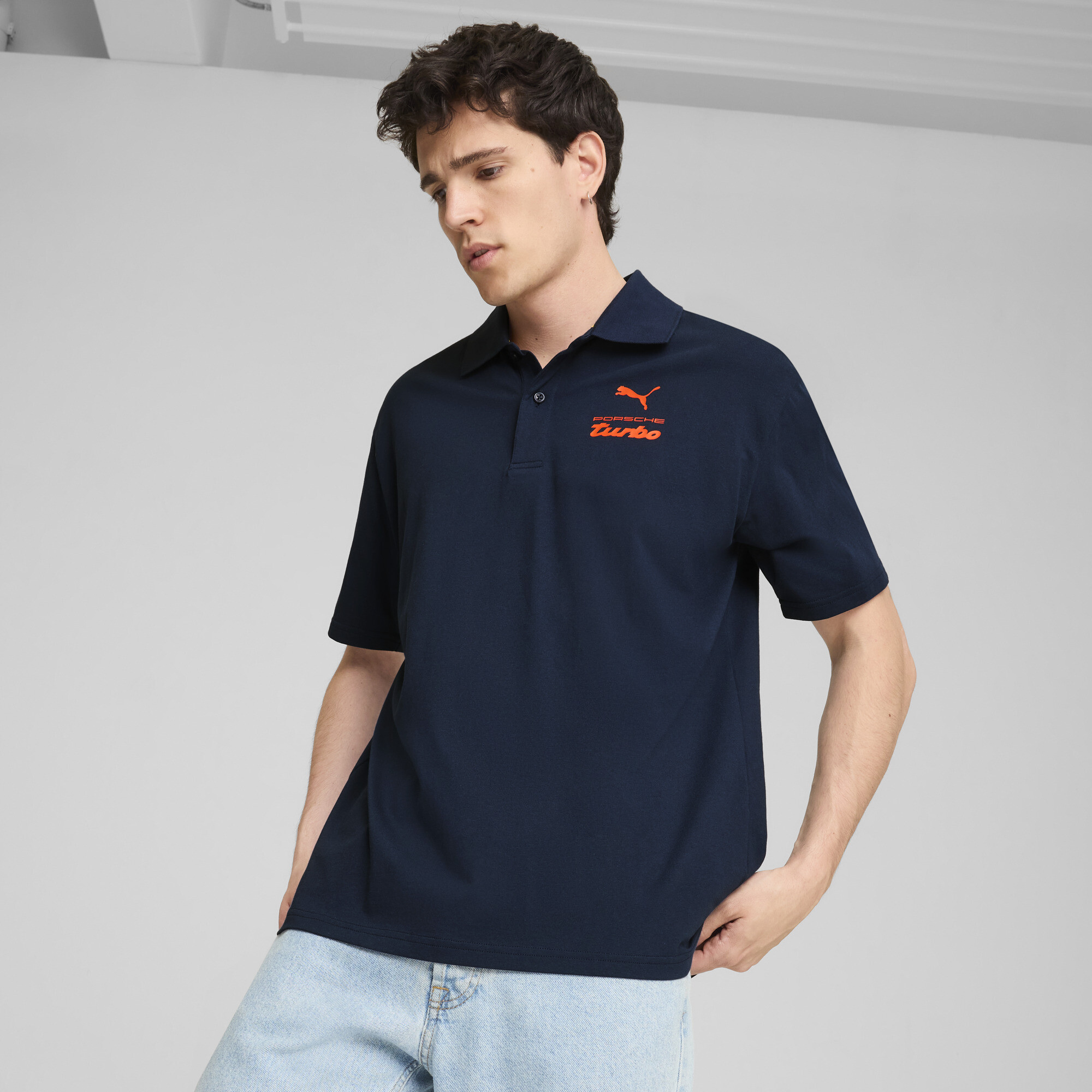 PUMA Porsche Legacy Motorsport Essentials Men's Polo Shirt in Blue, Size S
