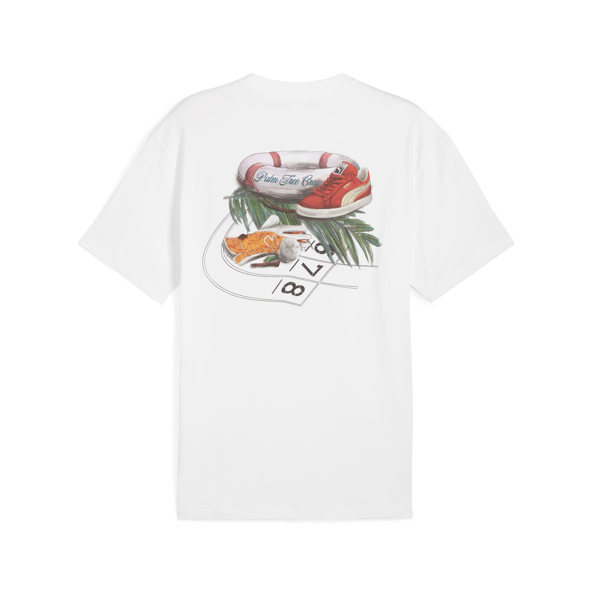 Men's Puma X PALM TREE CREW Graphic T-Shirt, White, Size L, Clothing