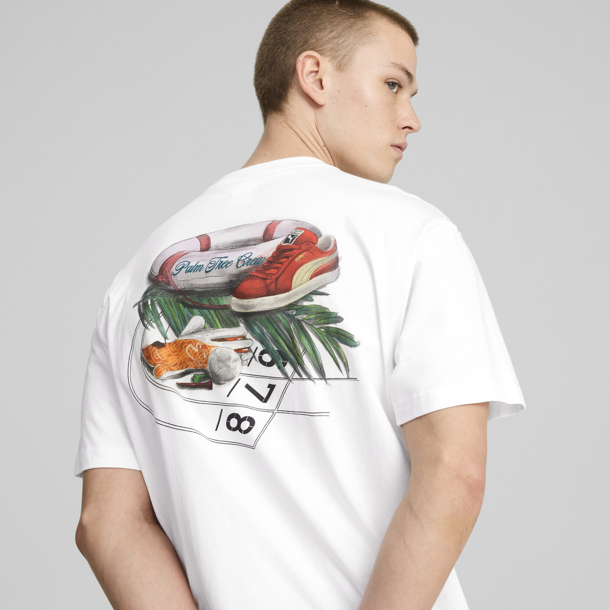 Men's PUMA X PALM TREE CREW Graphic T-Shirt Men In White, Size XL