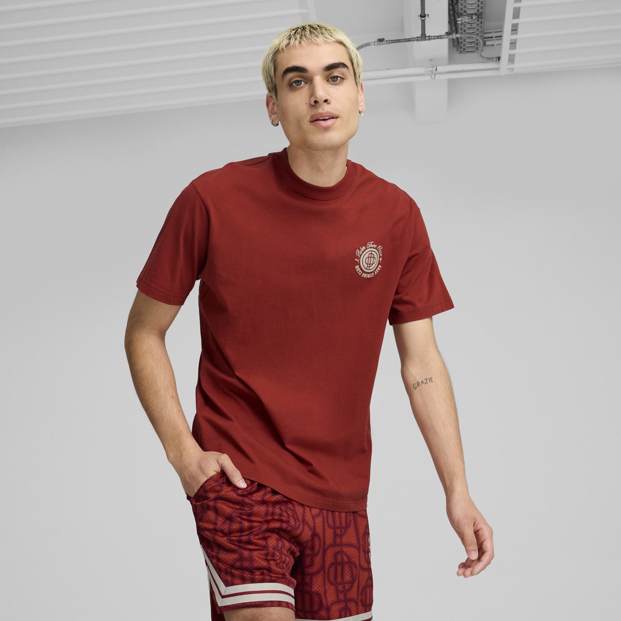 Puma x PALM TREE CREW Graphic T-Shirt Herren | Mit Print | Mars Red | Größe: XS