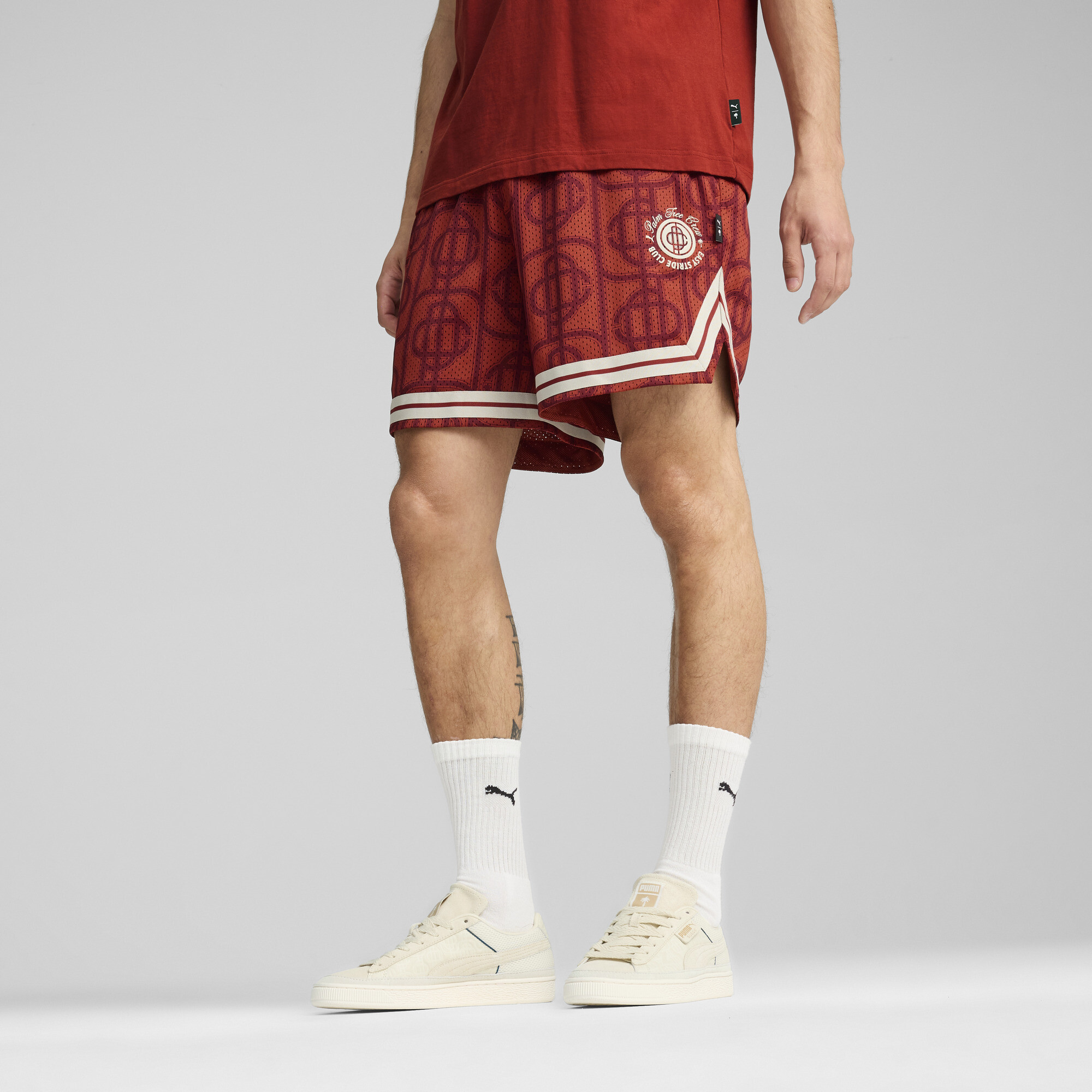 Puma X PALM TREE CREW Mesh-Shorts mit Allover-Print Herren | Mit Other Pattern | Mars Red/Aop | Größe: XS