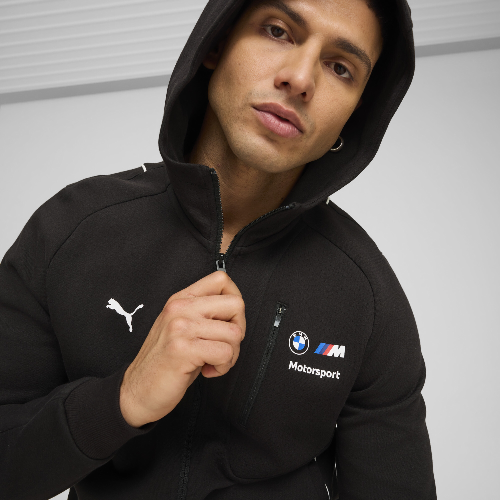 Men's Puma BMW M Motorsport Hooded Sweat Jacket, Black, Size L, Clothing