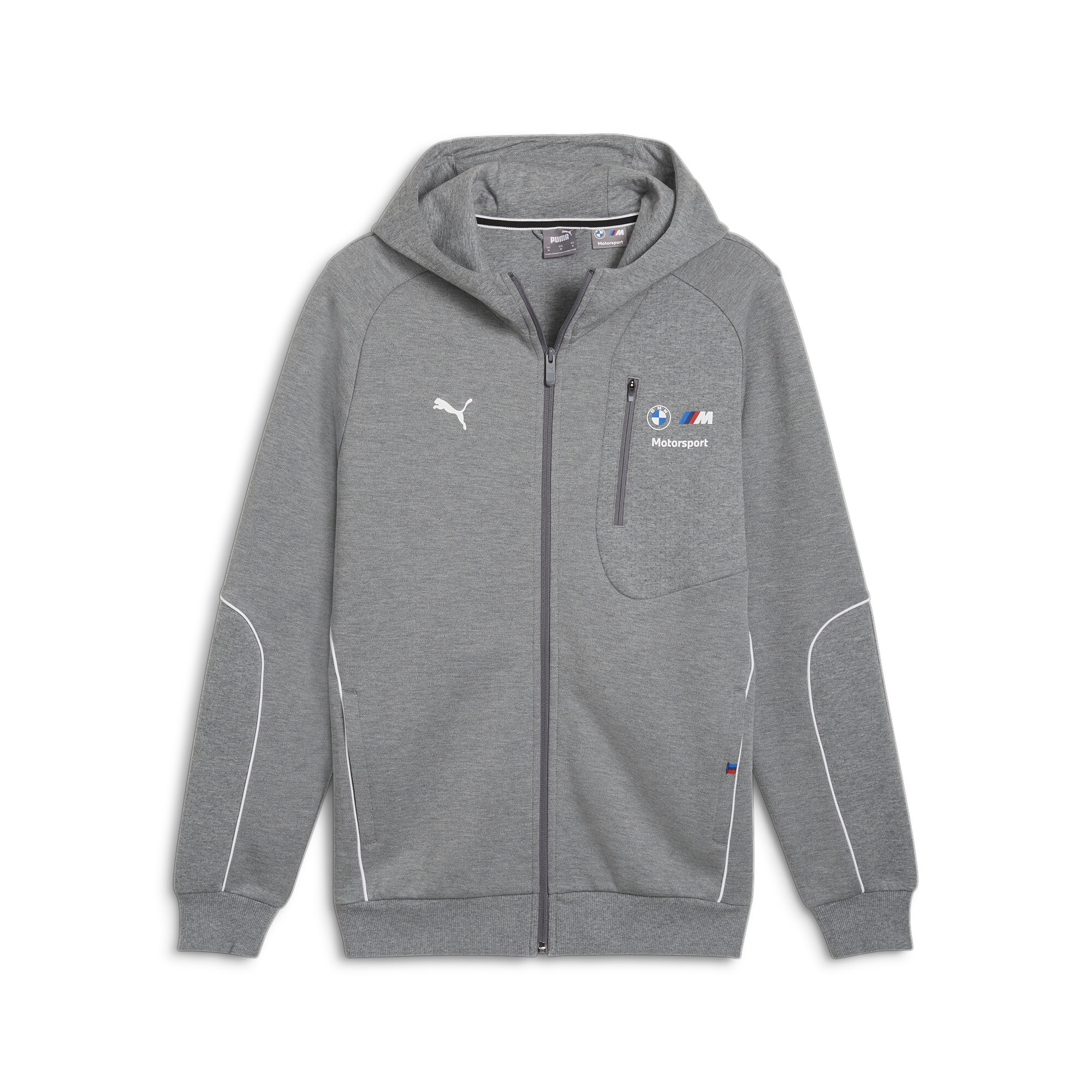 Men's Puma BMW M Motorsport Hooded Sweat Jacket, Gray, Size XXL, Sport