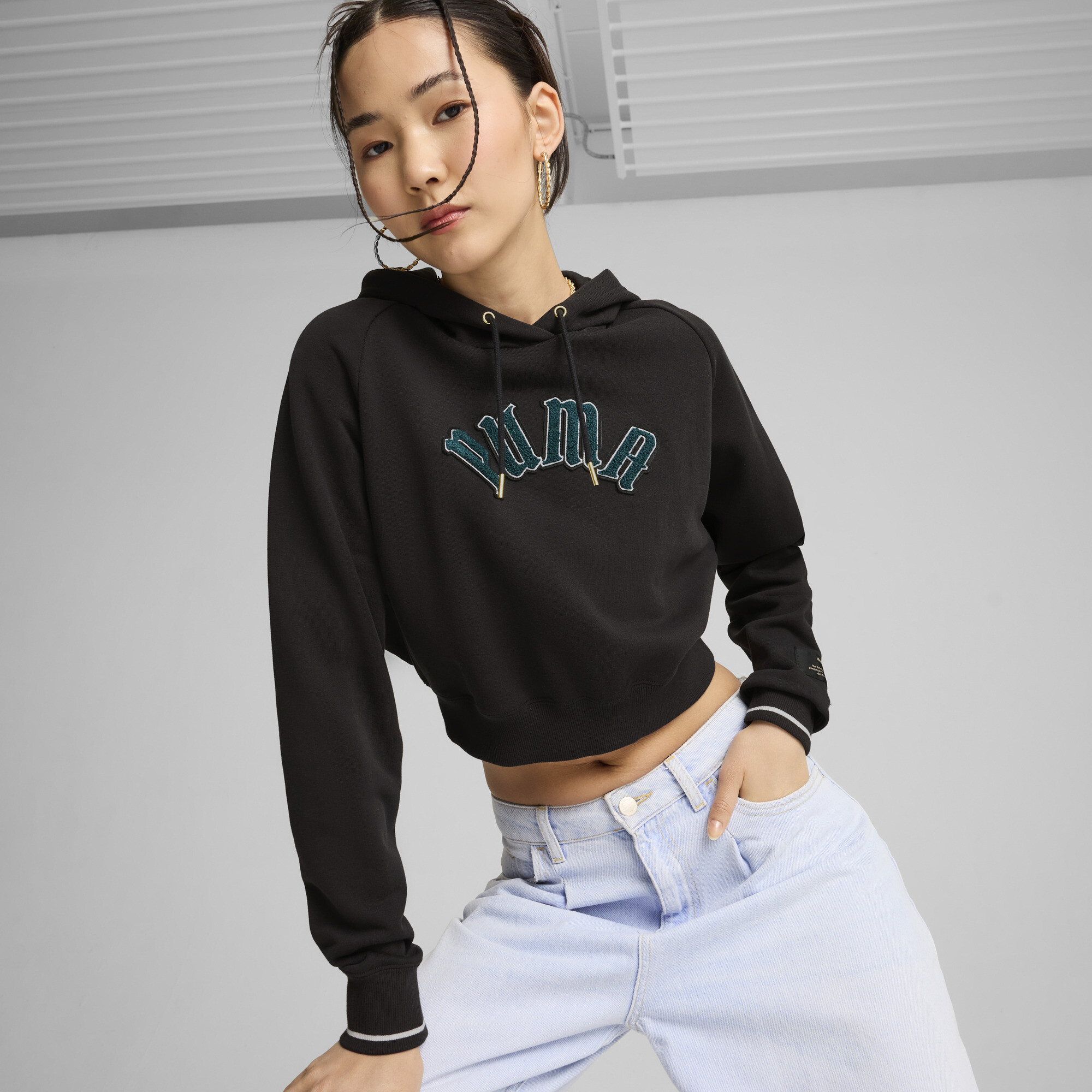 Puma CLASSICS Relaxed Hoodie Damen | Mit Print | Black | Größe: M